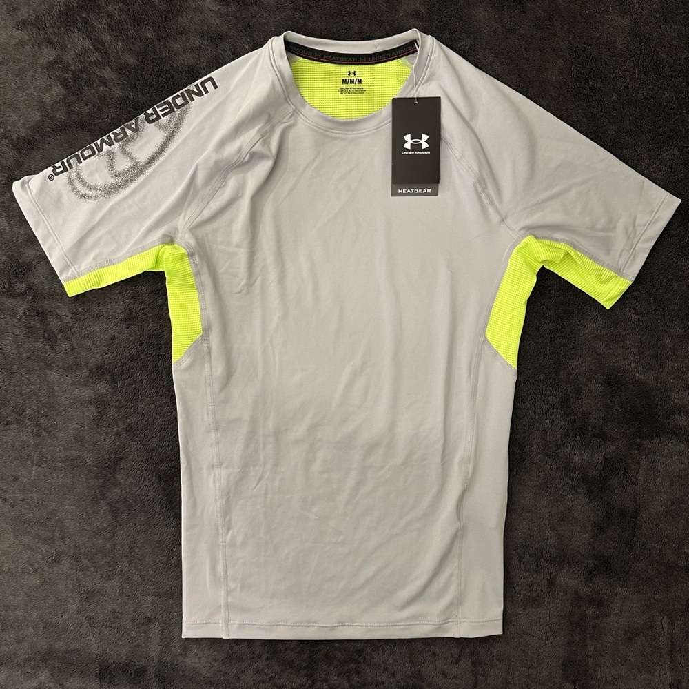 Mens Under Armour MFO HeatGear Vent Compression Shirt Yellow Gray Medium 1383331